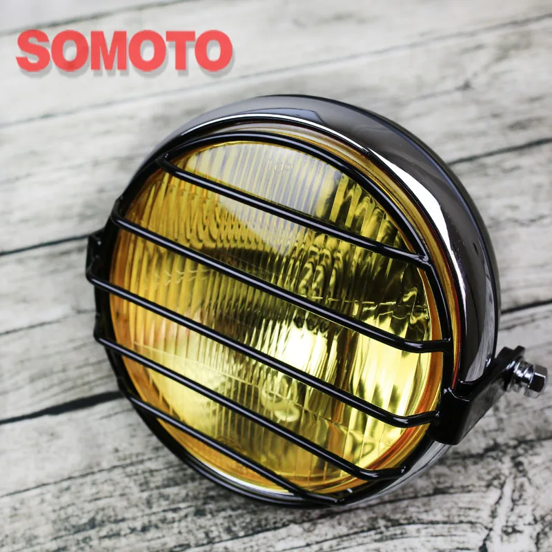 Универсальная винтажная мотоциклетная фара из желтого стекла 6 9 дюйма
