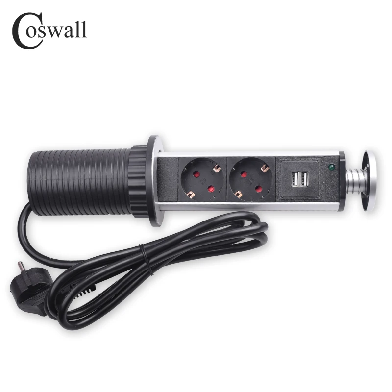 COSWALL 16A PULL POP UP 1/2 розетка питания 2 usb порт для зарядки кухонные настольные розетки