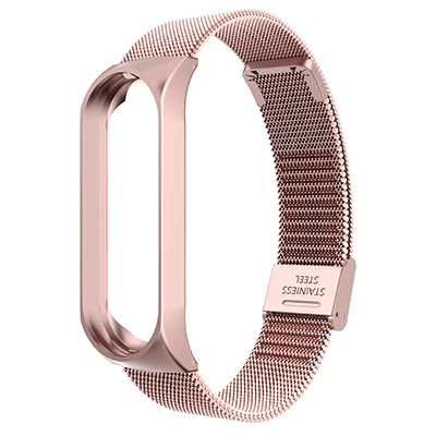 Rose Pink Для Mi Band 4 3 ремешок на запястье металлический браслет из нержавеющей стали для Xiaomi Mi Band 4 3 напульсники MiBand 4 3 Band 4 Pulseira Miband4 - Цвет: Rose Pink