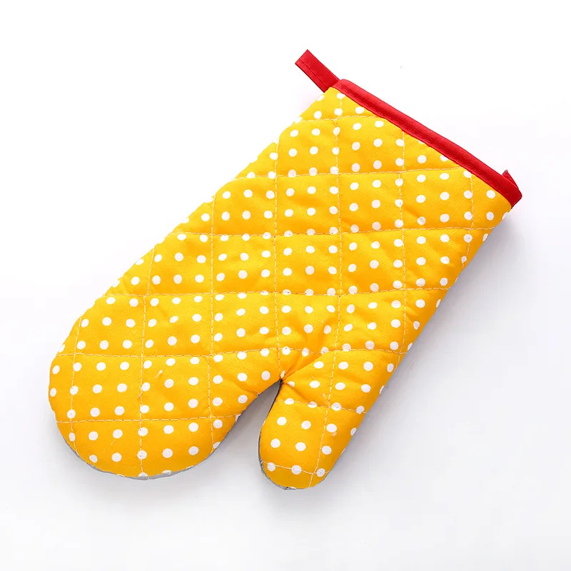 Yellow01 1 шт. хлопчатобумажные изолированные перчатки для духовки термостойкие варежки для духовки кухонная принадлежность, микроволновая печь Нескользящая Защитная перчатка для пальцев - Цвет: Yellow01