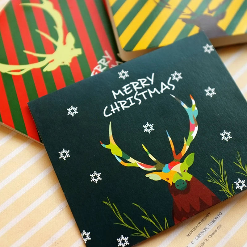 5 шт./lotAntlers серия Счастливого Рождества в сложенном виде с конвертом открытка поздравительная открытка на день рождения открытки новогодние подарочные открытки