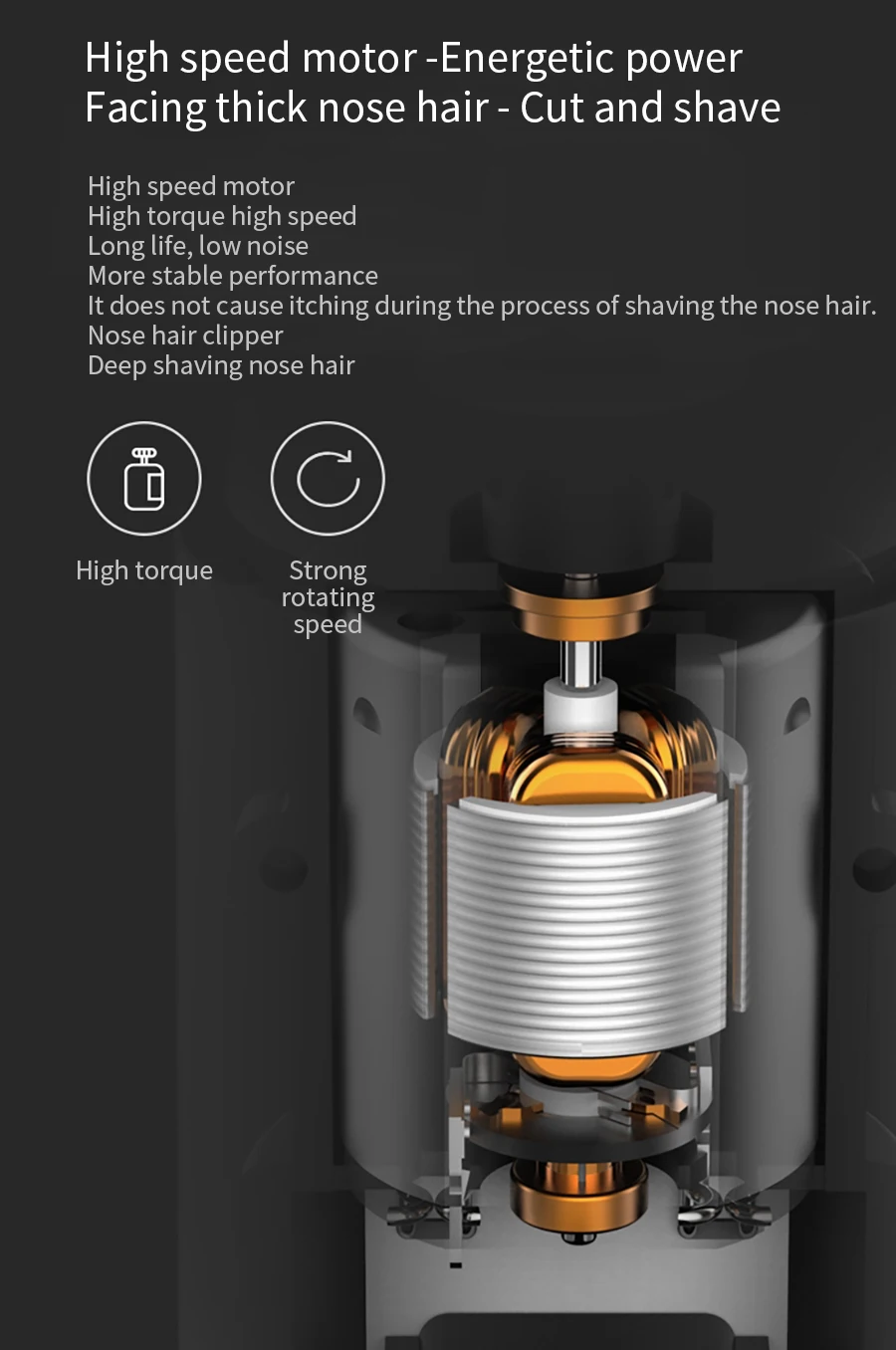 Новинка, Xiaomi Yueli HR-310BK H31, электрический триммер для волос в носу, вращается на 360 градусов, бритва для волос в носу, безопасный очиститель для мужчин и женщин