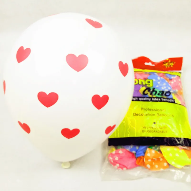 100 шт. 12 дюймов розовый шар с сердечками на День святого Валентина романтические