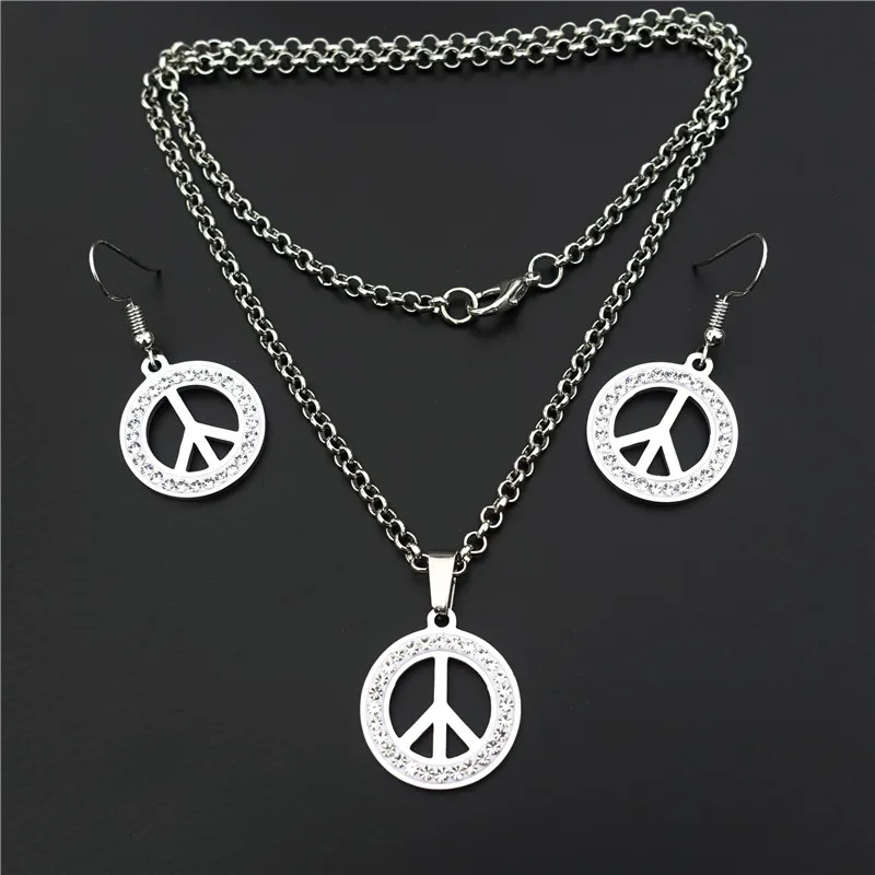 Набор украшений мир 20 мм инкрустированная глиной Стразы ожерелье серьги из