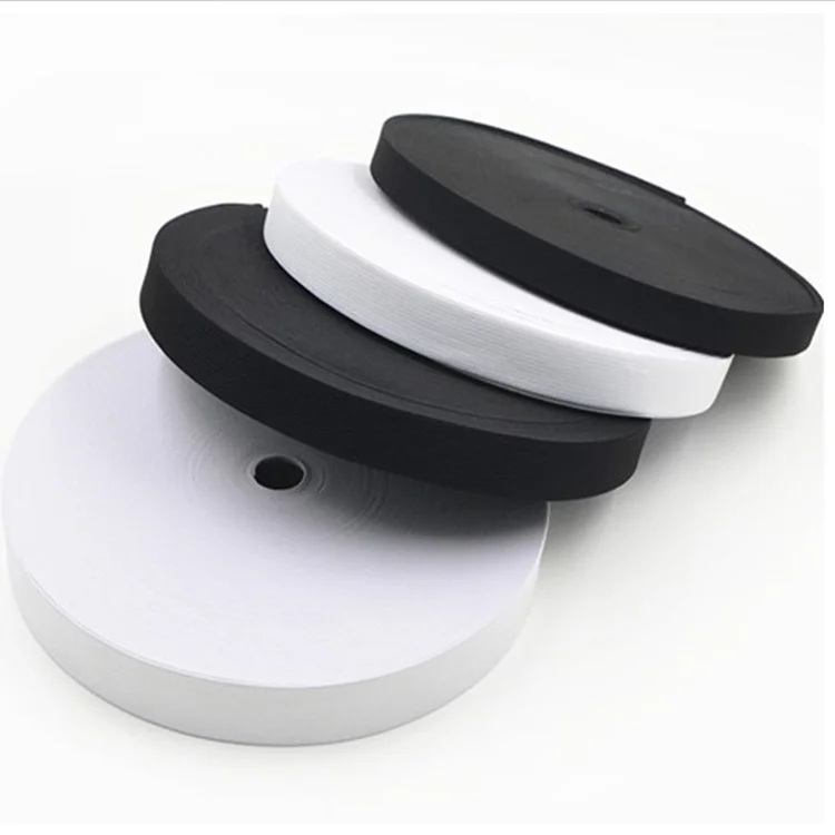 Лента эластичная ручной работы длина 1 м ширина 15 мм белый и черный цвета для