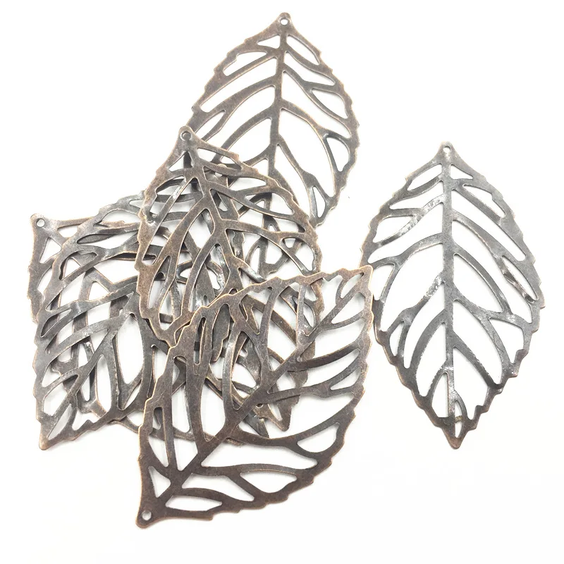 

Металлические подвески в виде листьев медного оттенка, 54 мм, 10 шт.