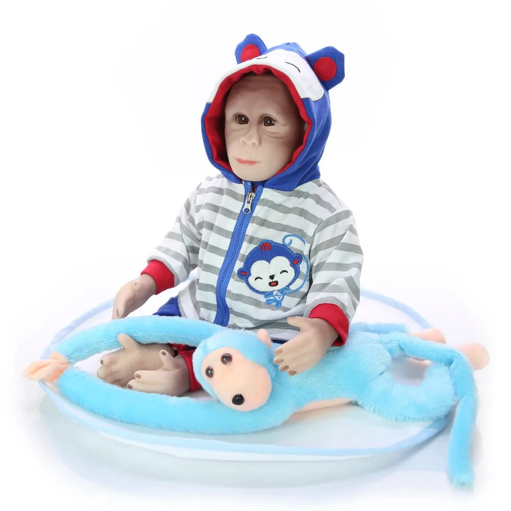 Кукла reborn Monkey 19 &quot46 см Реалистичная мягкая силиконовая виниловая для