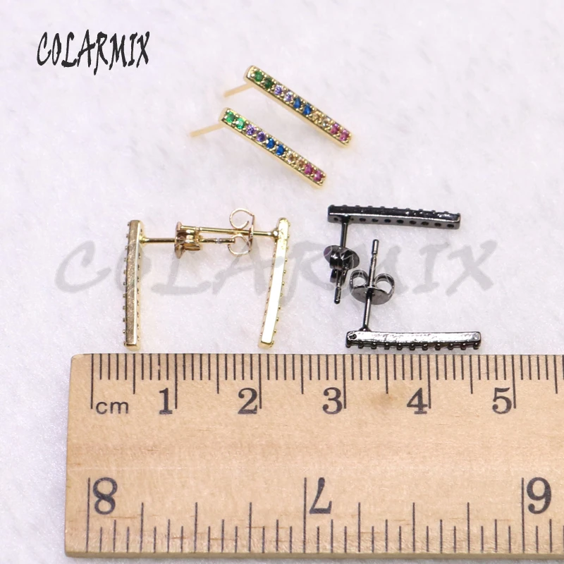 

8 Pairs Tiny Rectangle earrings Flash stud earrings zircon jewelry earrings simple earrings Gift for lady 5350