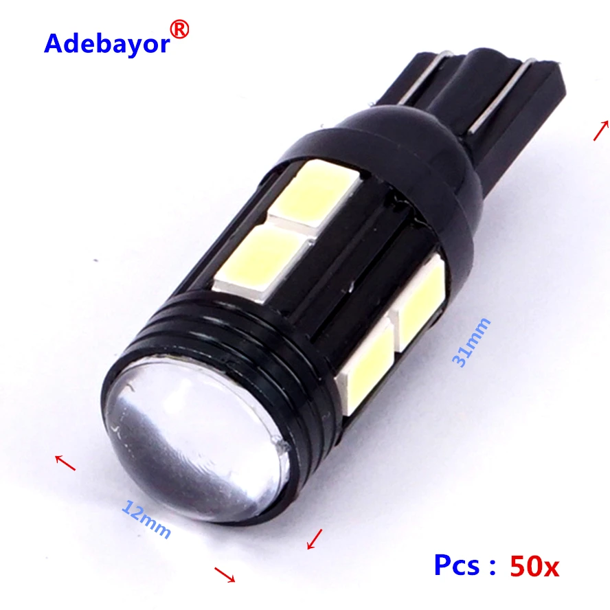 50 шт. T10 194 W5W 10 SMD 5630 светодиодный дверь автомобиля номерной знак радиатор для