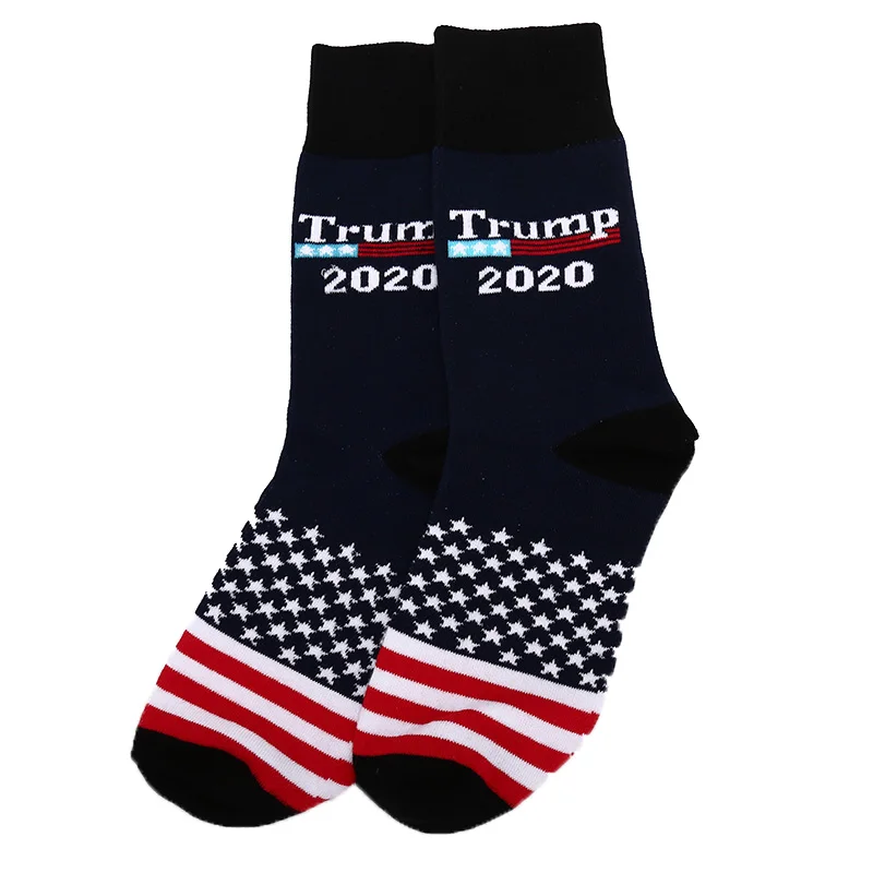 Сшитые цветные носки с принтом американского национального флага Trump 2020 мягкие