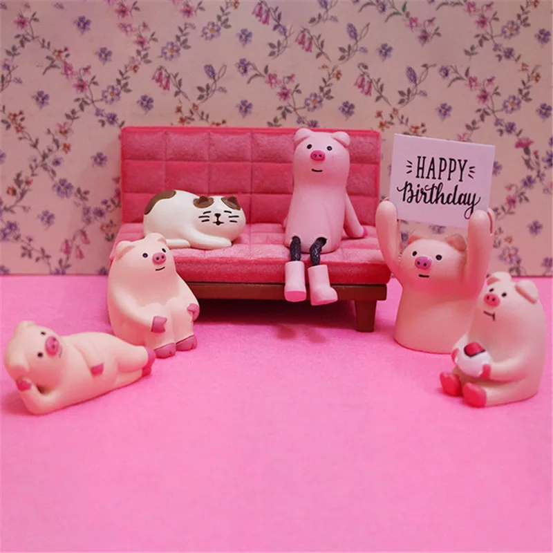 Kawaii Мини розовая свинья смола домашние украшения с животными Волшебные садовые