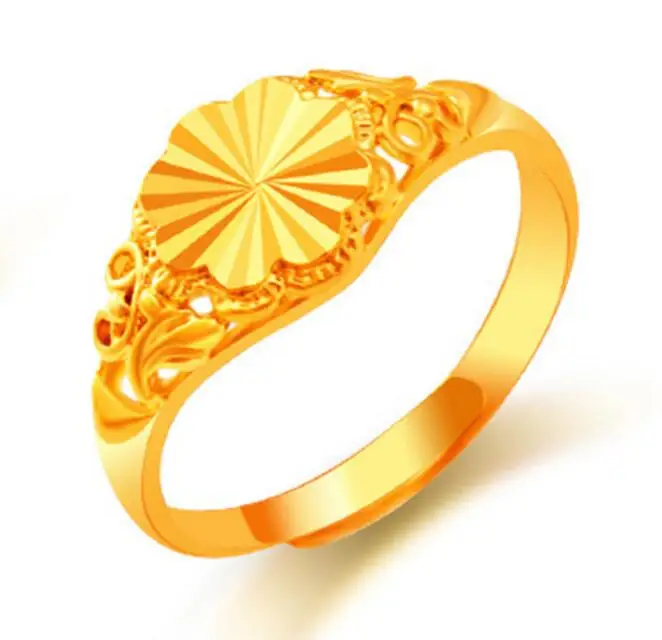 Оптовая продажа колец из 24-каратного золота с цветком для женщин золотого цвета