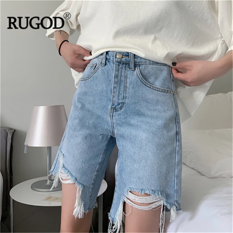 RUGOD High waist zipper solid women pants skinny plus size harajuku style fashion summer denim knee length modis femme | Женская одежда