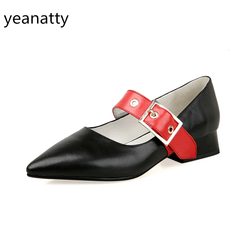 Весна/осень с острым носком Мэри Джейн женская обувь высота 3 см Квадратные
