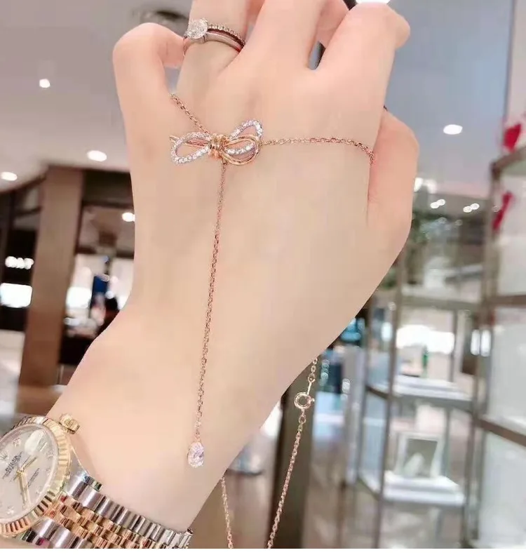 Взрывная модель титановая сталь ожерелье с бантом Кристалл от Swarovski темперамент Новые деньги украшены красивыми ювелирными изделиями