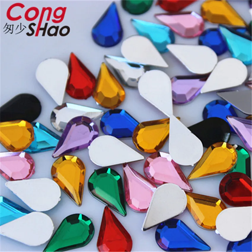 Cong Shao 300 шт. 8*13 мм цветные акриловые стразы с плоской задней стороны камни и