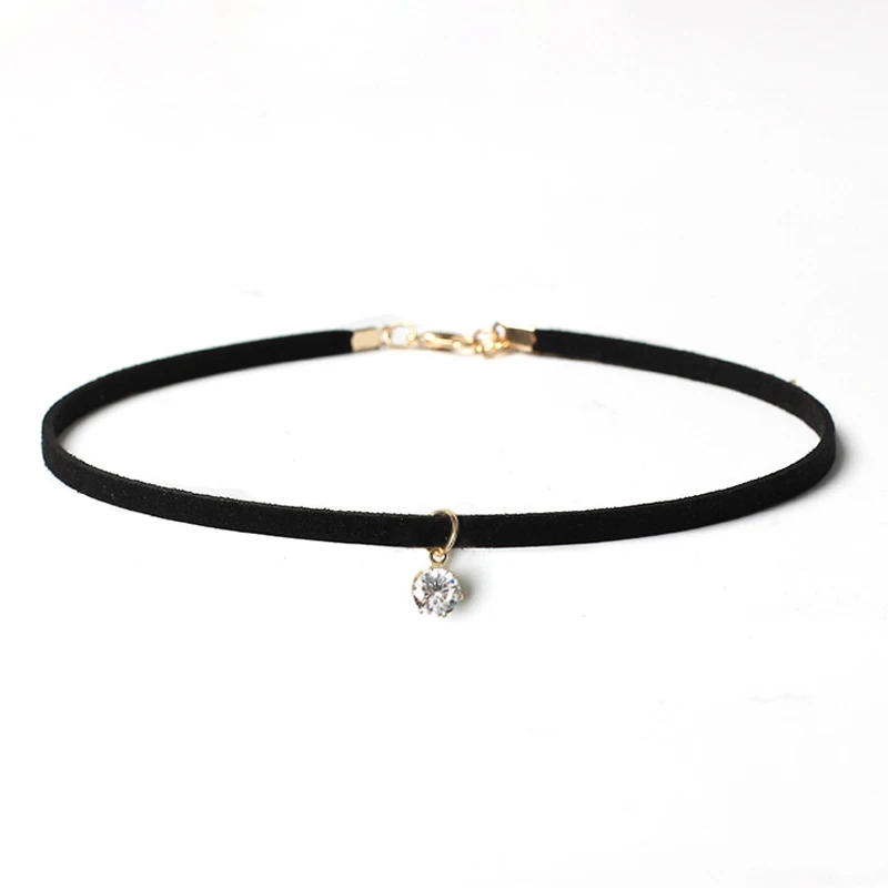 Poputton стразы ожерелья Чокеры для женщин ювелирные изделия черный бархатный