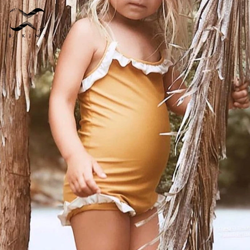 Bikinx/детский купальник цельный купальный костюм желтая купальная одежда с