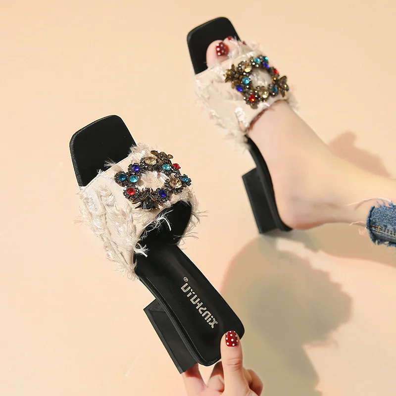 Сланцы женские с перьями роскошные дизайнерские туфли дизайнерская летняя обувь