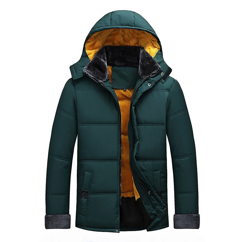 

Winter Coats Men Fur Collar Thermal Jackets 2019 New Hooded Thicken Exercise Windbreaker Warm Outdoor Sport Coat Gym Run Jacket
