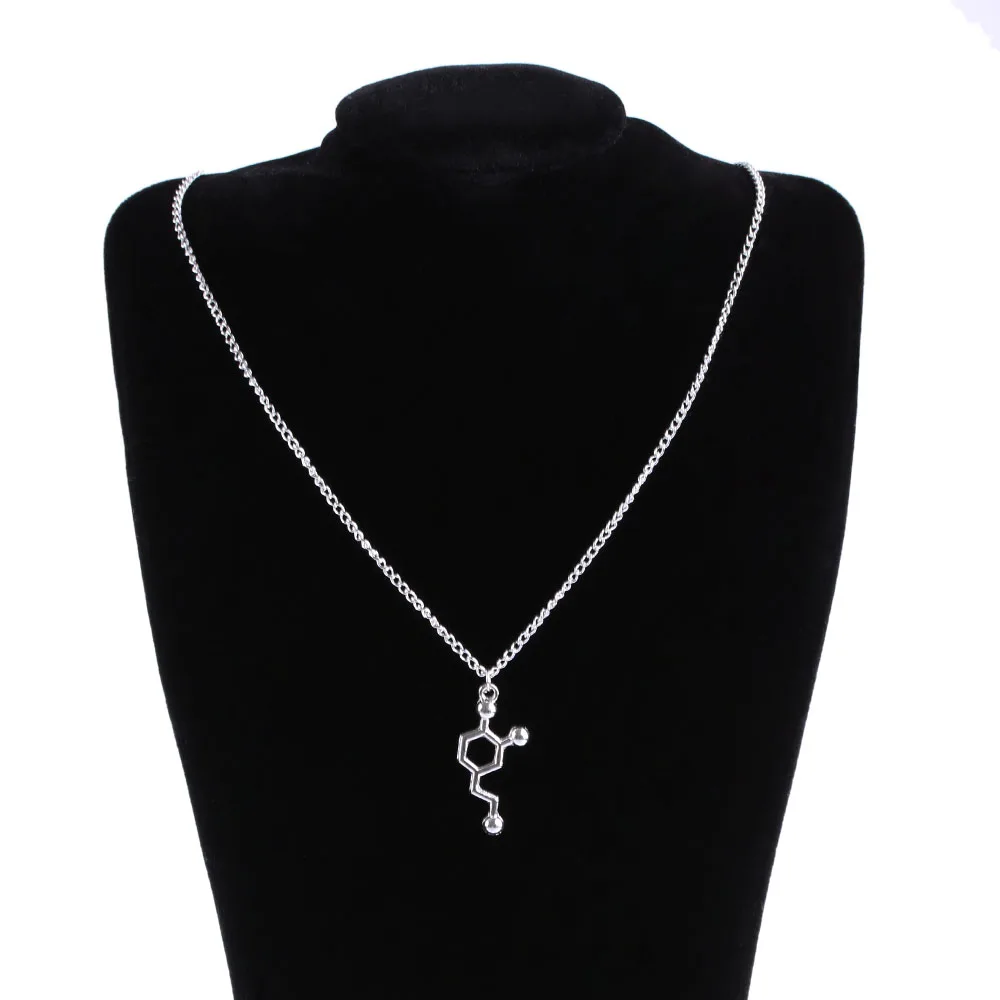 1 шт. ожерелье ДНК Винтаж кулон с серебряным покрытием цепи серотонина допамин