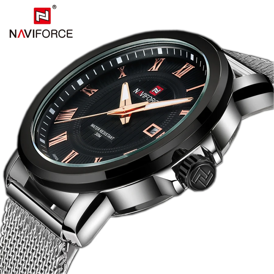 NAVIFORCE Роскошные Брендовые Часы мужские с сетчатым ремешком аналоговые кварцевые часы с датой повседневные часы мужские наручные часы Relogio Masculino Montre Homme