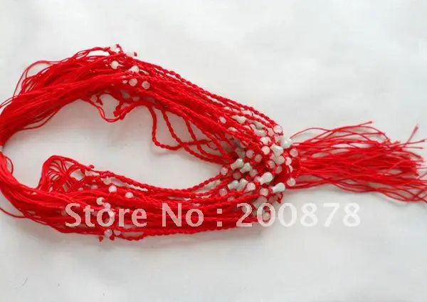 

50PCS Hand Wrapped Adjustable Chains for Pendats Red Rope with Jadestone Beads