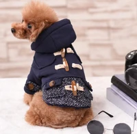 ethin pet dog clothes with horns buckle winter warm thick for puppy small dog padded hoodie jumpsuit apparel dog pet coat jacket