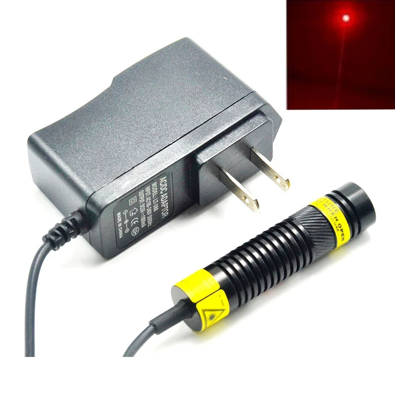 16mm Dia 650nm 200mW Red Laser Module With Dot Collimating Lens Focusable DIY Head Mitsubishi Diode 5V Power Adapter dc3 7v high power apc 200mw 650nm red dot laser diode module w driver