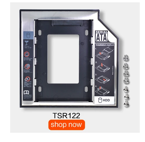 TISHRIC Пластик 2nd HDD Caddy 12,7 мм SATA 3,0 для 2,5 ''7/9/12,5 мм SSD Коробка Чехол Корпус адаптер для ноутбука DVD-ROM Optibay