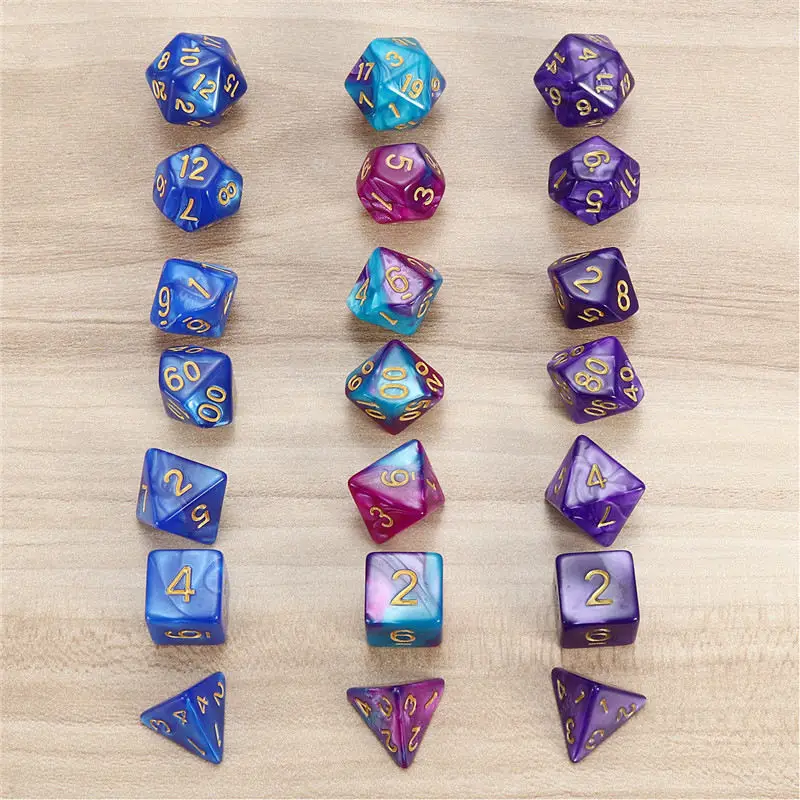 7 шт./компл. TRPG игры Игровые кубики D4, D6, D8, D10, D10%, D12, D20 многогранные кости Вечерние развлечения Настольные игры лучшие подарки