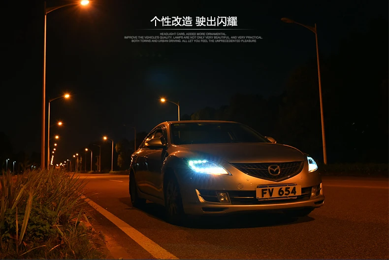 Автомобильный головной светильник для Mazda 6 светодиодный точечный головной светильник s для Mazda 6 Головной фонарь светодиодный DRL передний светильник Биксеноновая линза двойной луч HID комплект