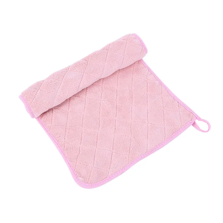 Pink Двойное толстое кухонное полотенце s Dishrag Duster моющее полотенце для рук салфетка бамбуковое моющее полотенце волшебное кухонное чистящее полотенце - Цвет: Pink