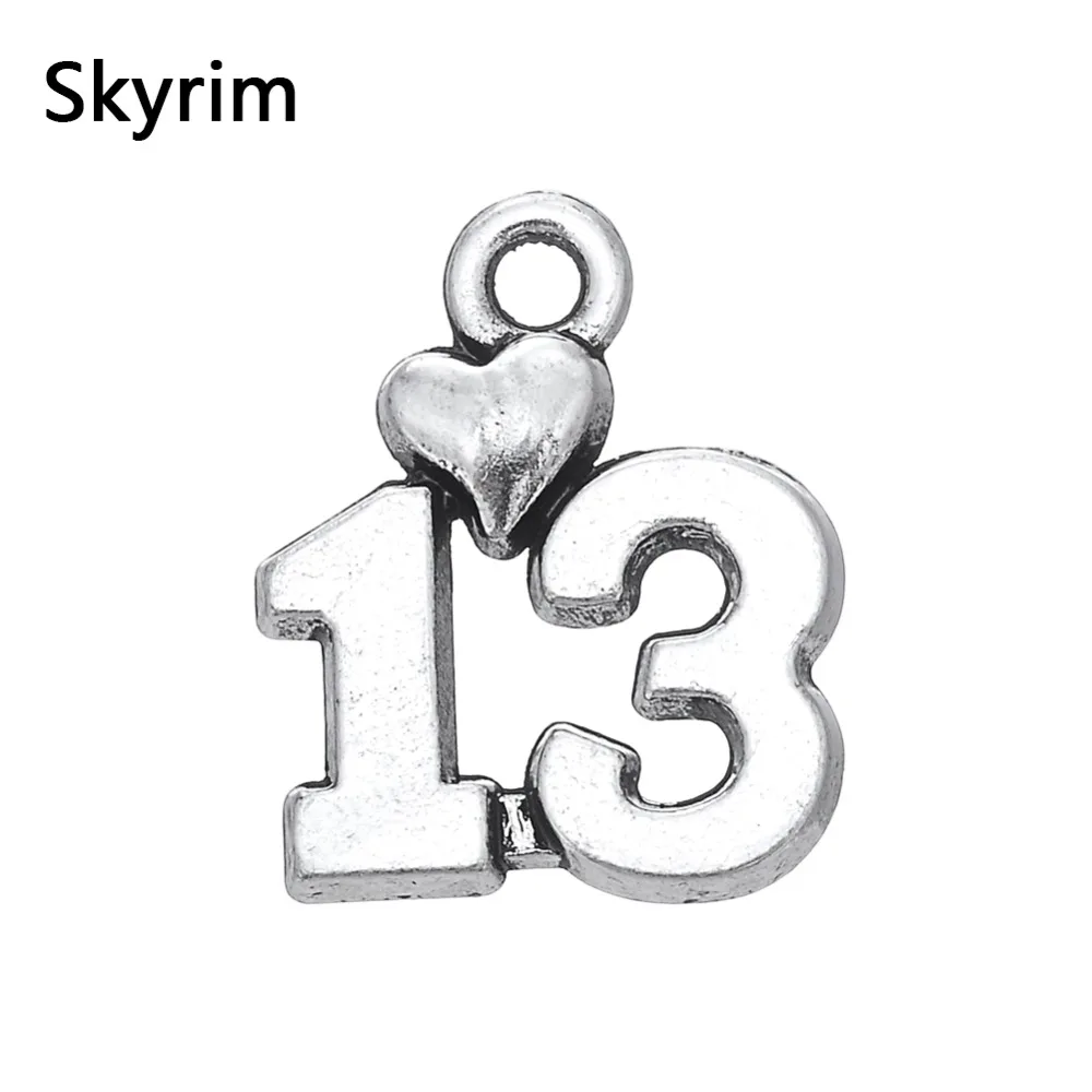 Skyrim 20 шт./лот серия чисел 13/40/50/80 цинковый сплав Шарм DIY ожерелье и Браслеты