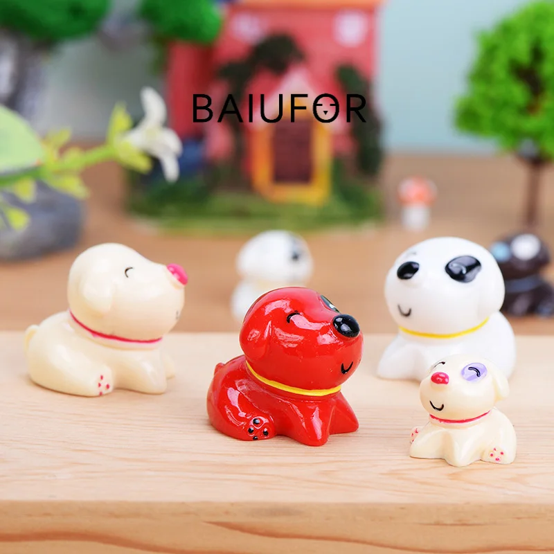 3 шт. BAIUFOR Miniatures сидящий щенок милая собака брелок материал Террариум фигурки DIY