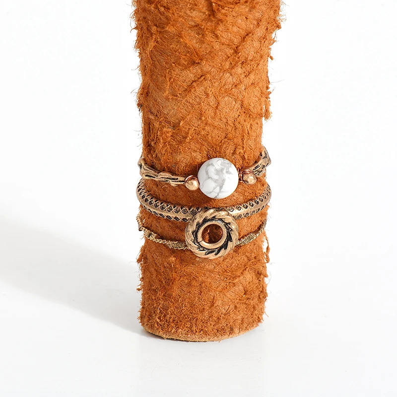 WILD &amp FREE старинных золотых Цвет узор белый камень кольцо на палец комплекты колец