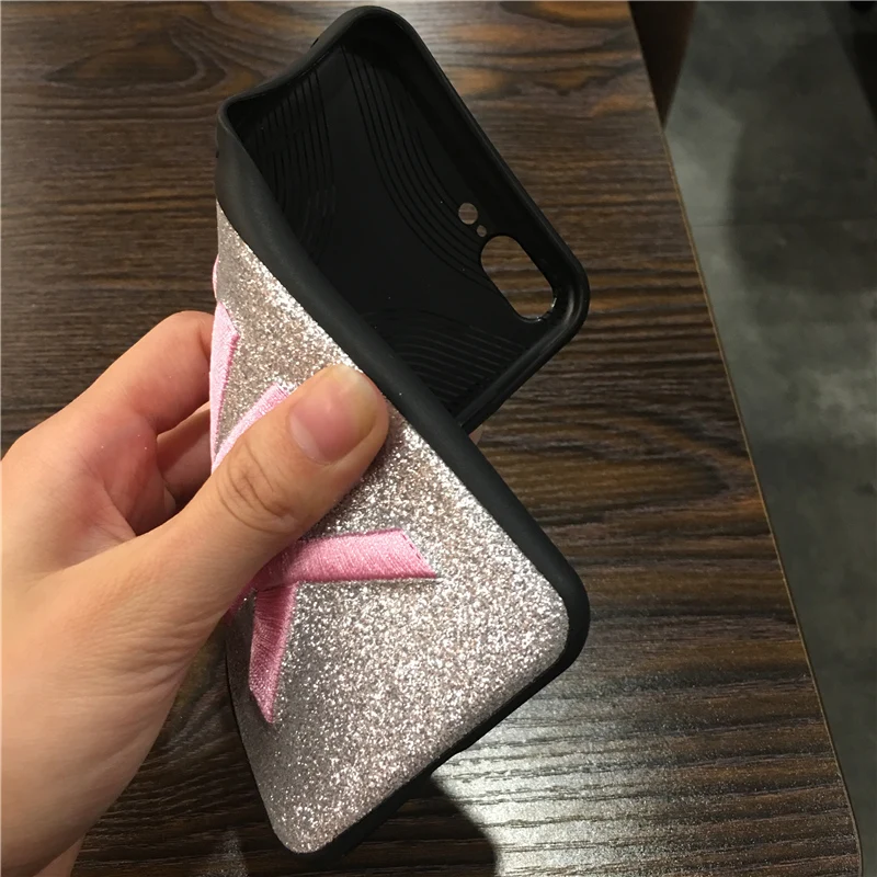3D Блестящий розовый чехол с вышивкой Виктории для iPhone 8 7 6 6S Plus X XS max XR мягкий