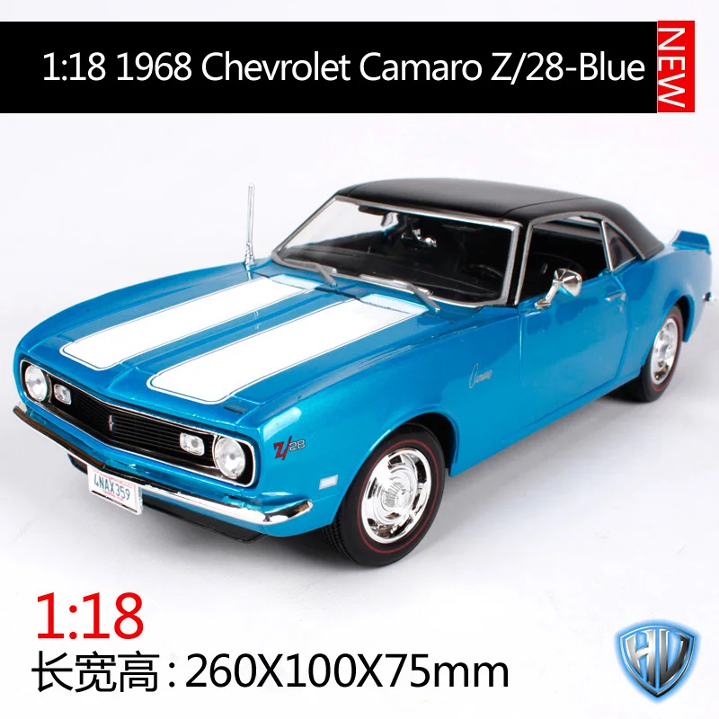 Maisto 1:18 1968 chevrolet camaro z28 красное вино синий автомобиль литья под давлением 260*100*75 роскошная классическая модель автомобиля коллекционная 31685 - Цвет: blue car model