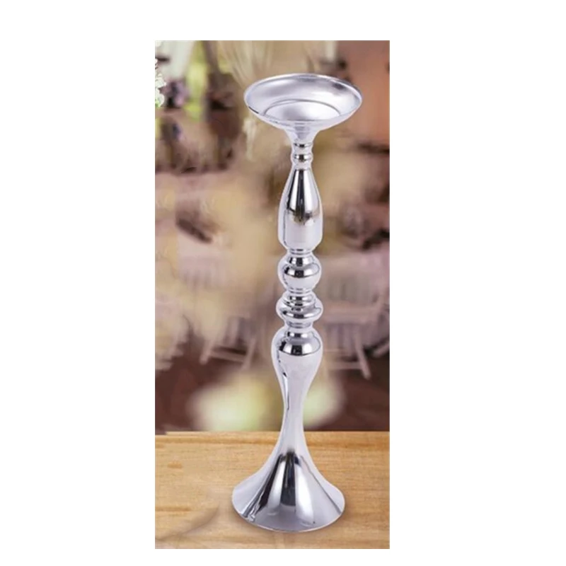 Silver 50 cm Золотые подсвечники 50 см/2", металлические подсвечники, ваза для цветов, столешница для свадебного украшения Предметы домашнего обихода, праздничная вечеринка, новогодний подарок - Цвет: Silver 50 cm