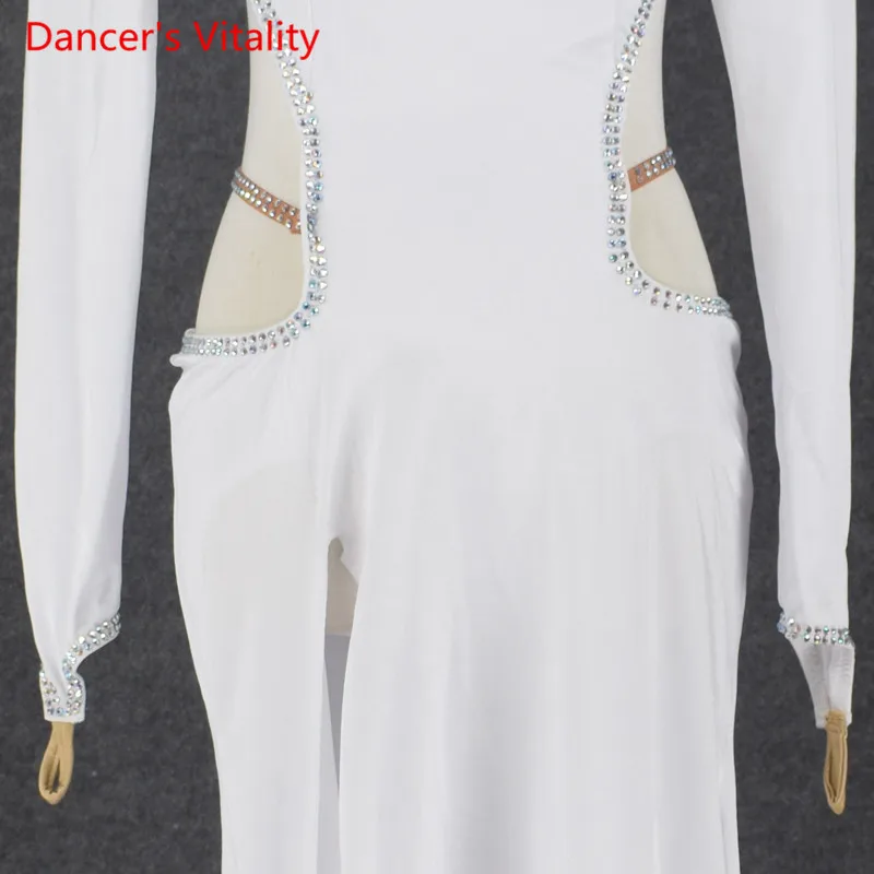 

2017 Latin Dance Dress Women Top Long sleeves Back Opening Salsa Tango Rumba Flamengo Ballroom Latin Dance Competition Costumes