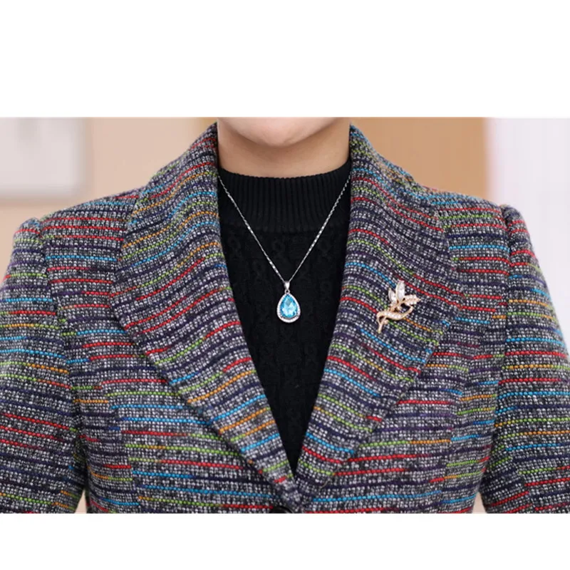Middle-aged women's Suit collar Jacket Autumn Single-breasted Slim Long-sleeved Outerwear Large size 5XL Female Casual Tops 2129