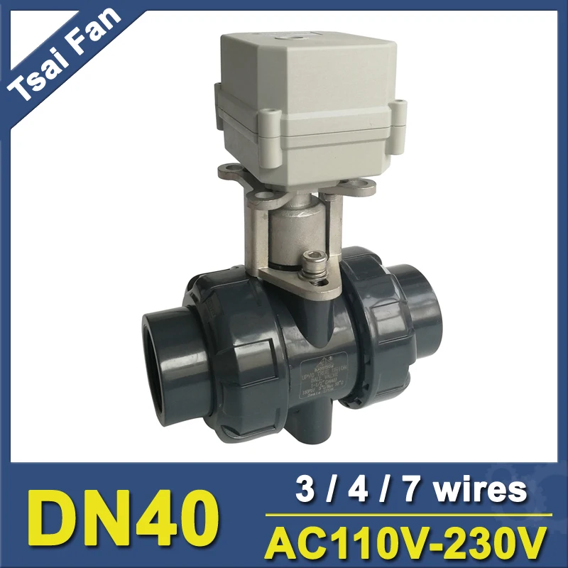 Двухсторонний шаровой клапан с моторизованным двигателем из ПВХ DN40 BSP/NPT 1 1/2