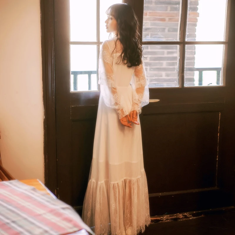 2019 новые модные женские платья Популярные белые кружевные летние газовые