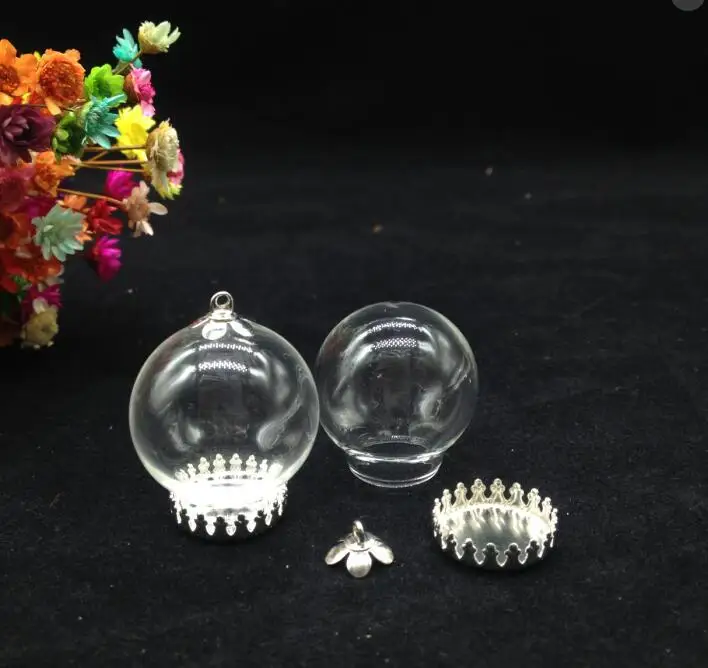 5 шт. стеклянные пузырьки 25*15 мм с металлической крышкой и ожерелье 70 см |