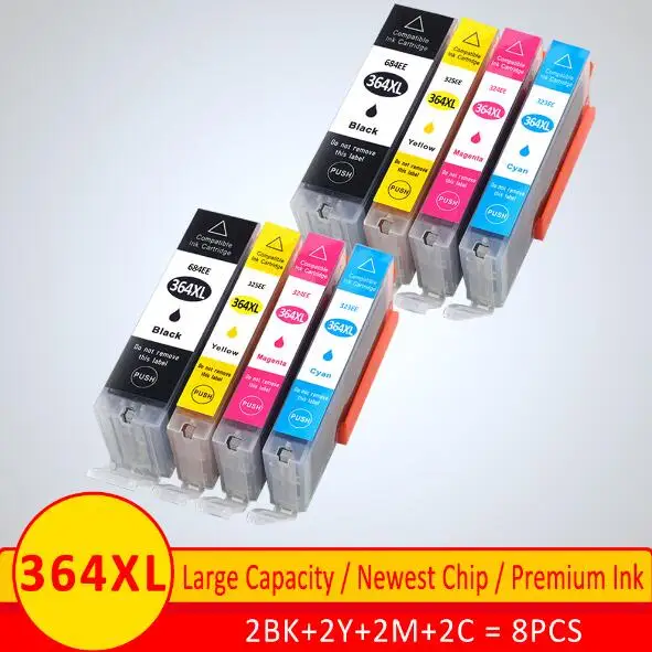 8pcs BK C M Y XiangYu 364 XL Совместимость замените картридж для hp 364 для hp 364 Картридж для струйного принтера 3070A 5510 6510 B209a C510a C309a принтера - Цвет: 8pcs BK C M Y