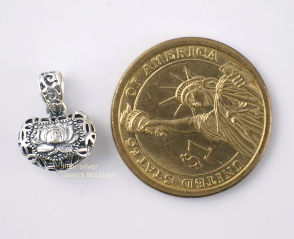 Sterling Silver Chinese Lotus Long Life Lock Charm Necklace Pendant A2224 | Украшения и аксессуары