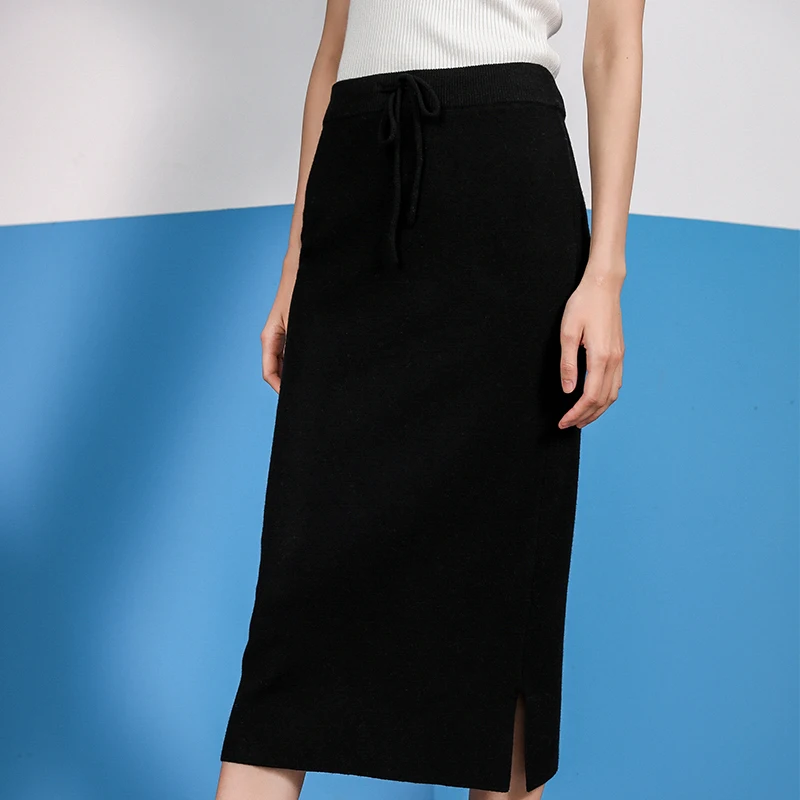 

BELIARST 2019 Early spring new skirt, high waist skirt, knitted wool skirt, split fashion, hip skirt free shinpping