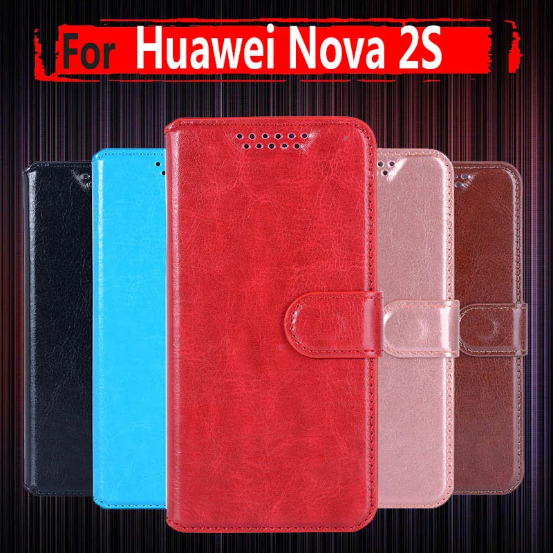 Чехол книжка для Huawei Nova 2 S Nova2S кожаный мягкий силиконовый чехол с держателем