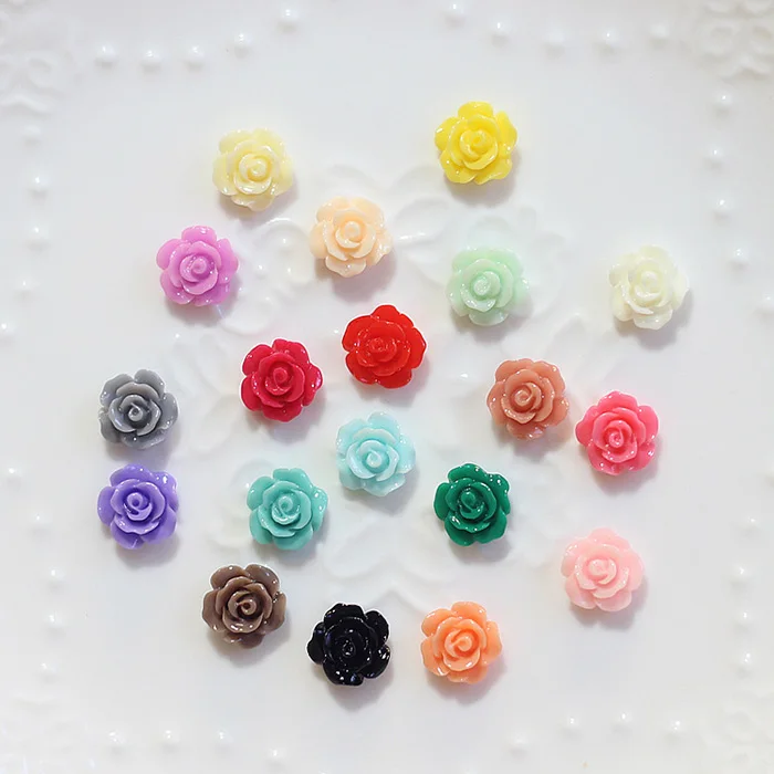 100 шт./лот смесь случайных цветов полимерные Розы Цветочные украшения для ногтей |