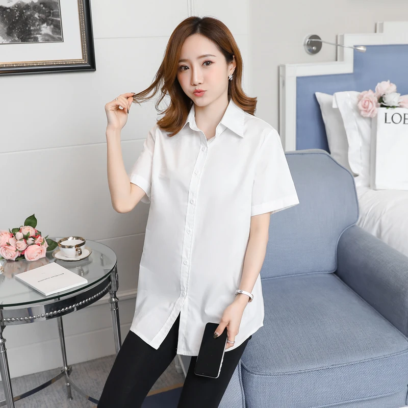 OL рубашки хлопковые блузки для беременных женщин модная весенняя Длинная блузка